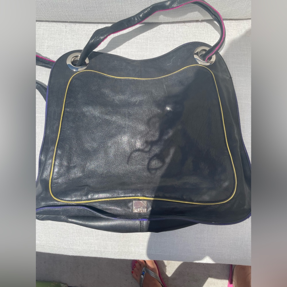 Black Leather w Neon details Kooba Bag